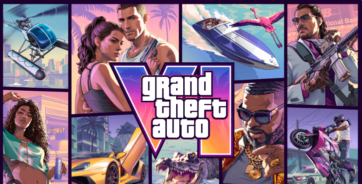 グランド・セフト・オートVI(Grand Theft Auto VI)(オープンワールドクライムアクション)のキービジュアル — 類似ゲームタイトル検索