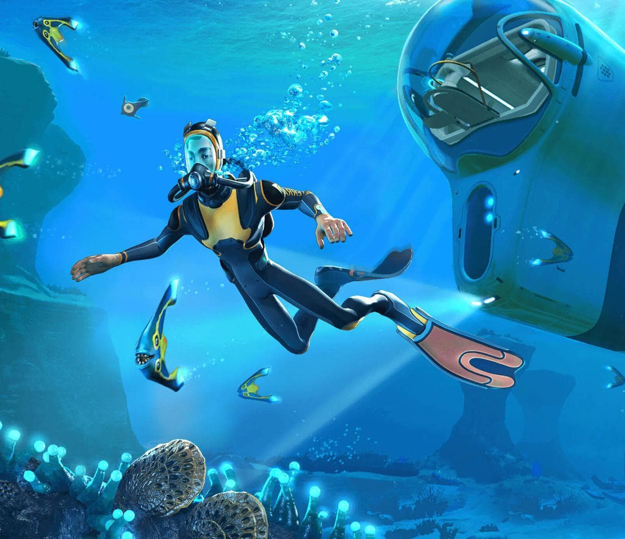 Subnautica(サブノーティカ)(サバイバルアドベンチャー)のキービジュアル — 類似ゲームタイトル検索